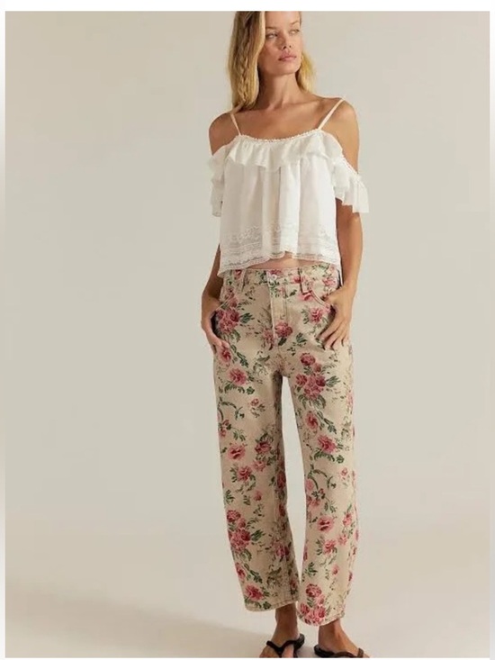 Free People Denim - Free People Deep Trance Boyfriend Wallpaper Floral Jeans size 29 New with Tags
